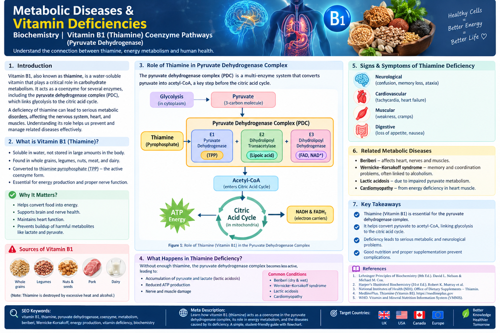 Vitamin B1 (Thiamine) Coenzyme Pathways: The Role of TPP in Pyruvate Dehydrogenase