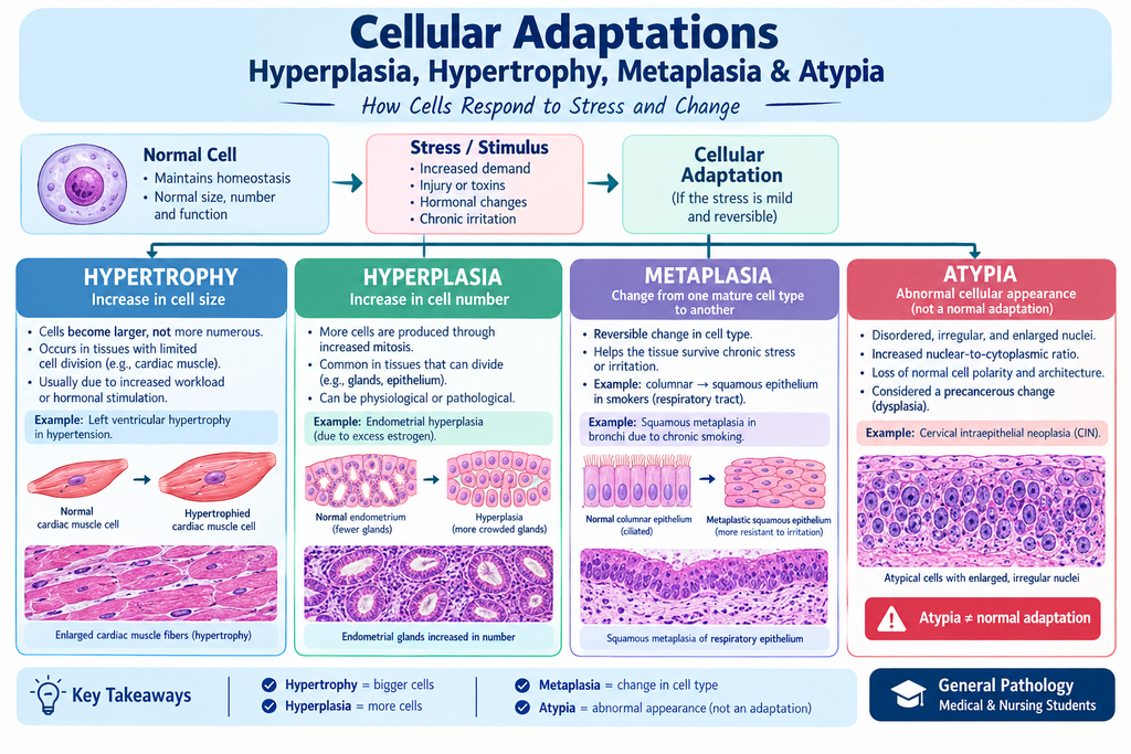 Cellular Adaptation in Pathology: Hypertrophy, Hyperplasia & Metaplasia