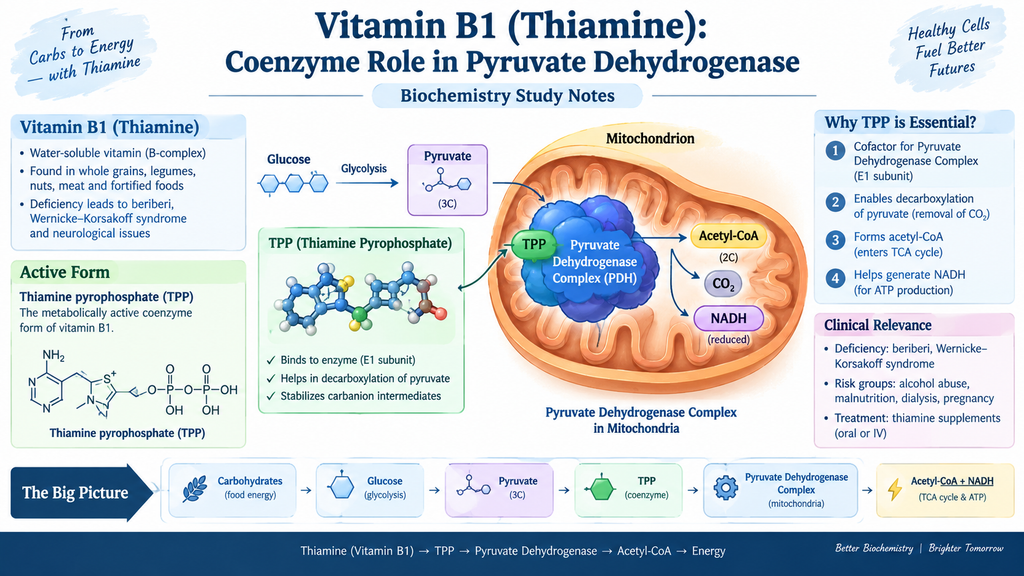 Vitamin B1 thiamine TPP coenzyme pyruvate dehydrogenase metabolic pathway