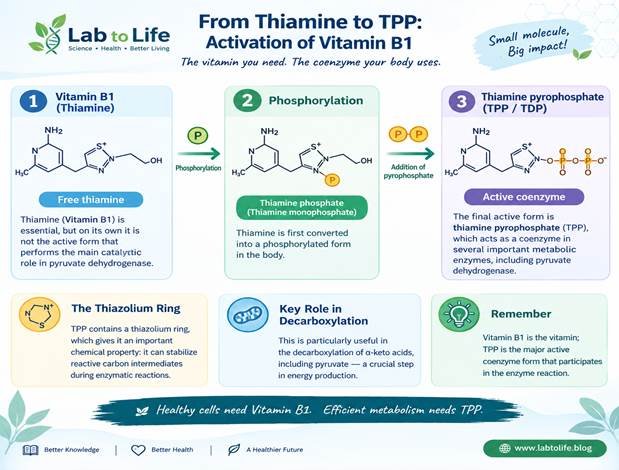 Vitamin B1 thiamine conversion to thiamine pyrophosphate TPP pathway